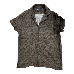 Olive Leopard Camp Collar Woven Shirt Mens Abercrombie & Fitch